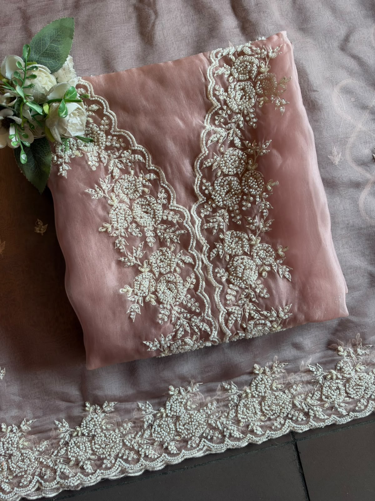 Pearl and beads Embroidered Suit Set