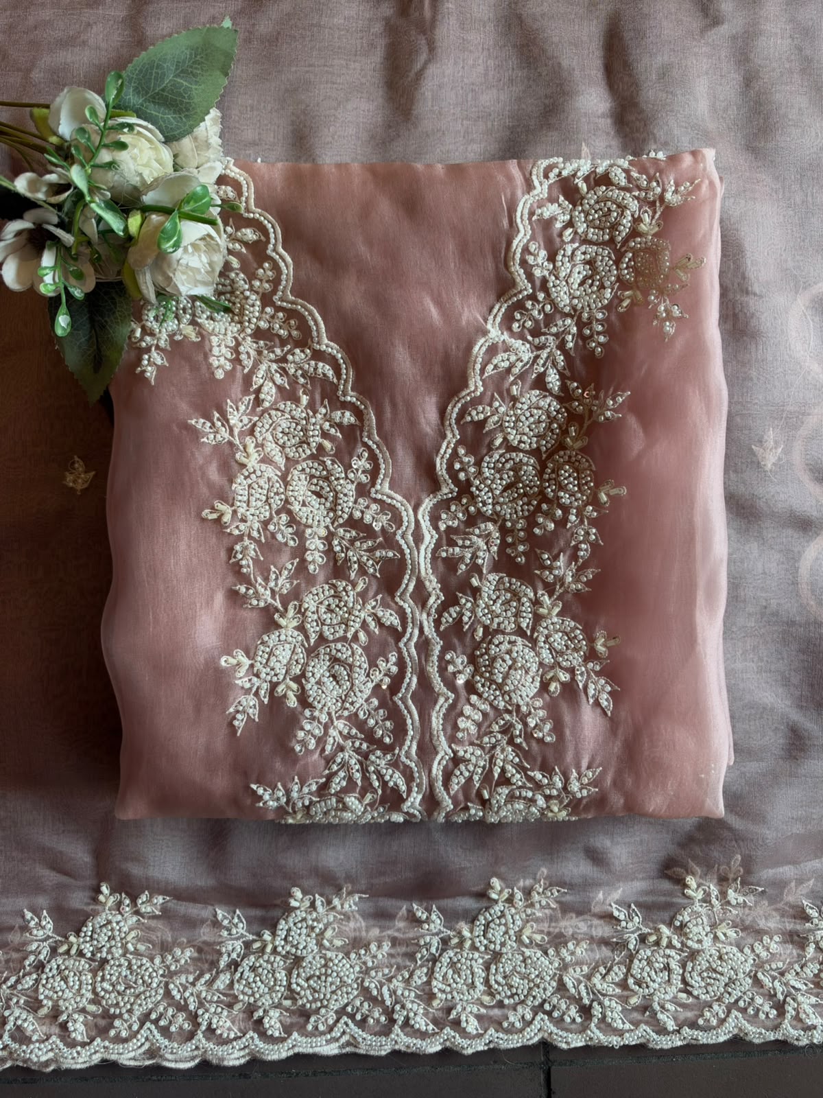 Pearl and beads Embroidered Suit Set