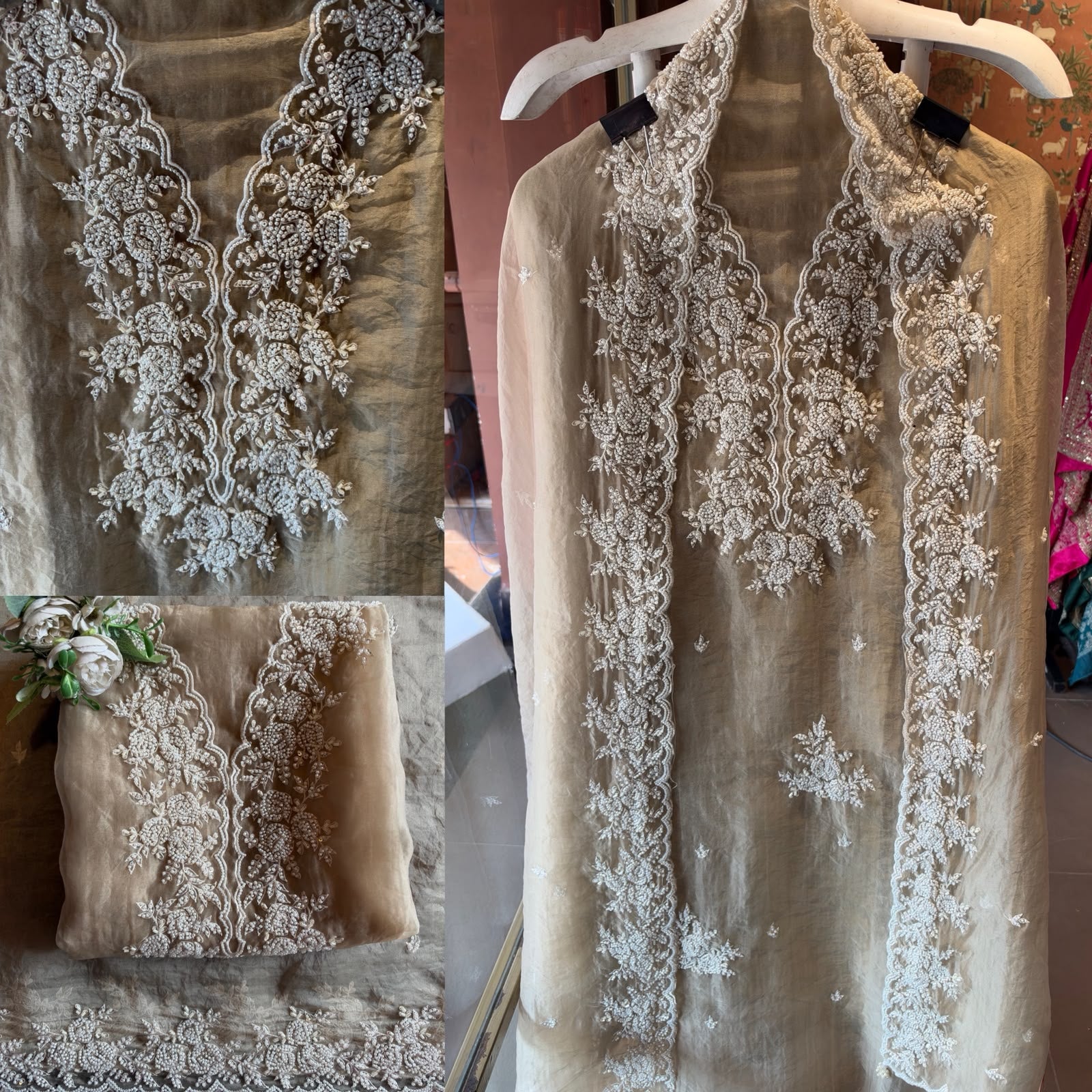 Pearl and beads Embroidered Suit Set