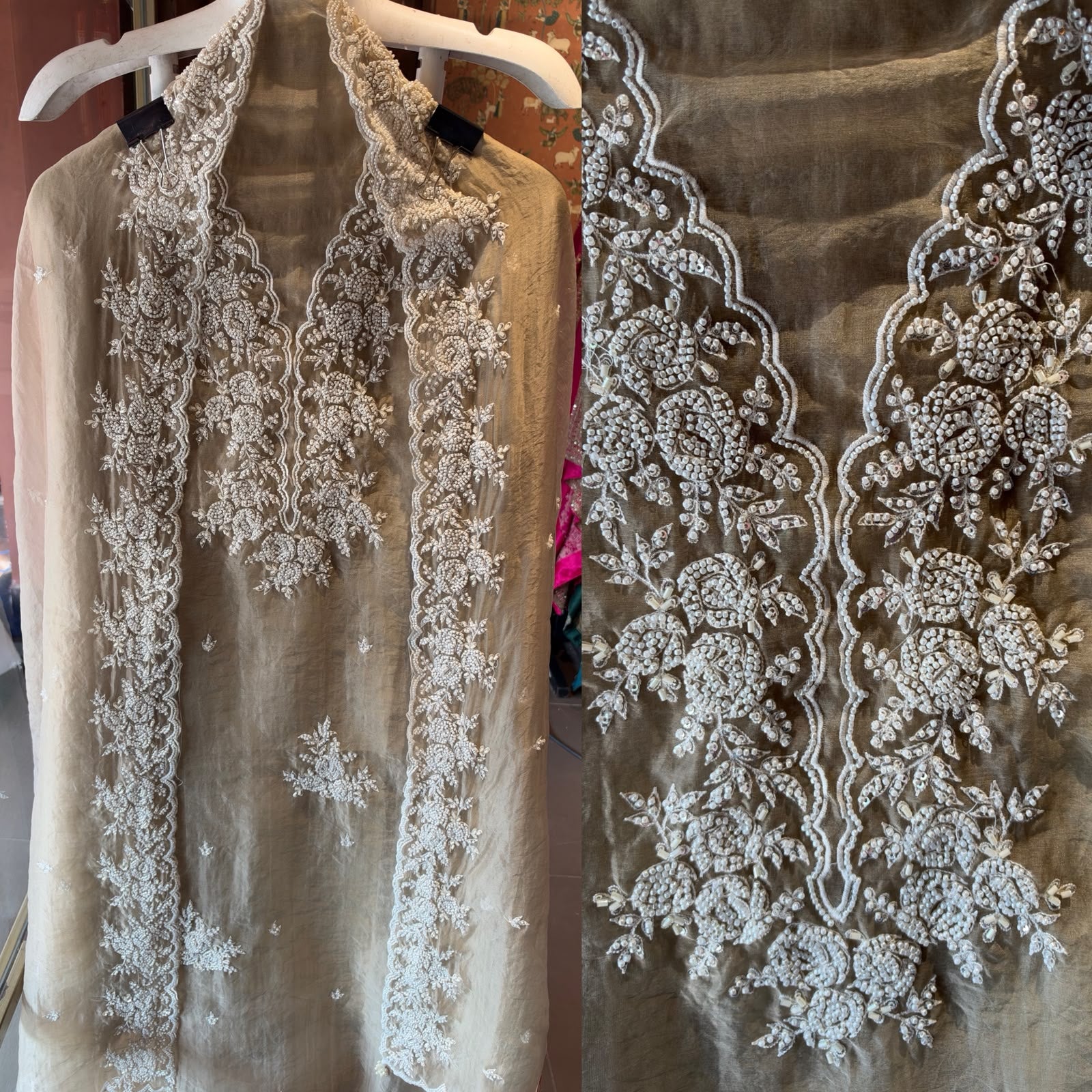 Pearl and beads Embroidered Suit Set