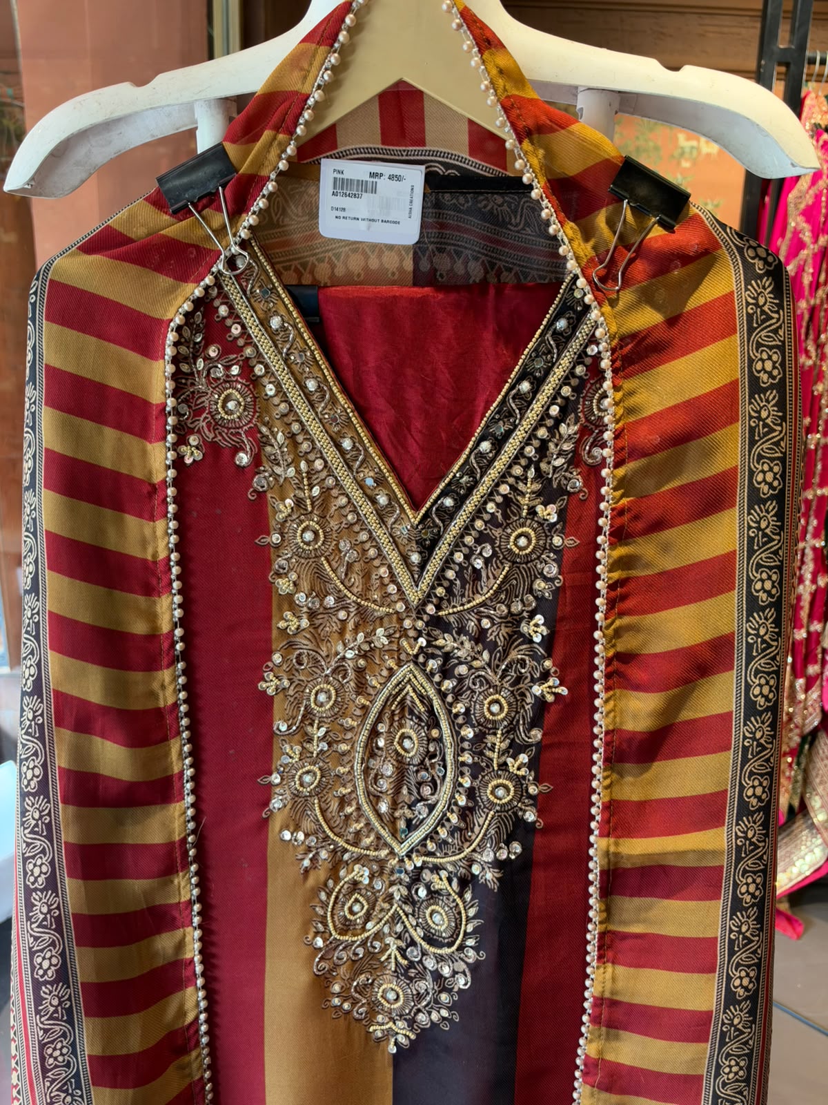Designer stripe Embroidered Suit Set
