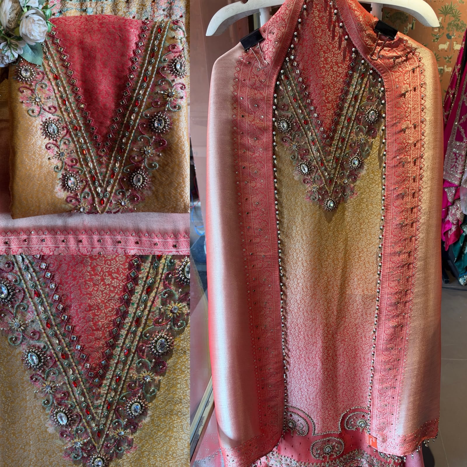 Rich tissue jacquard patterned unstitched suit