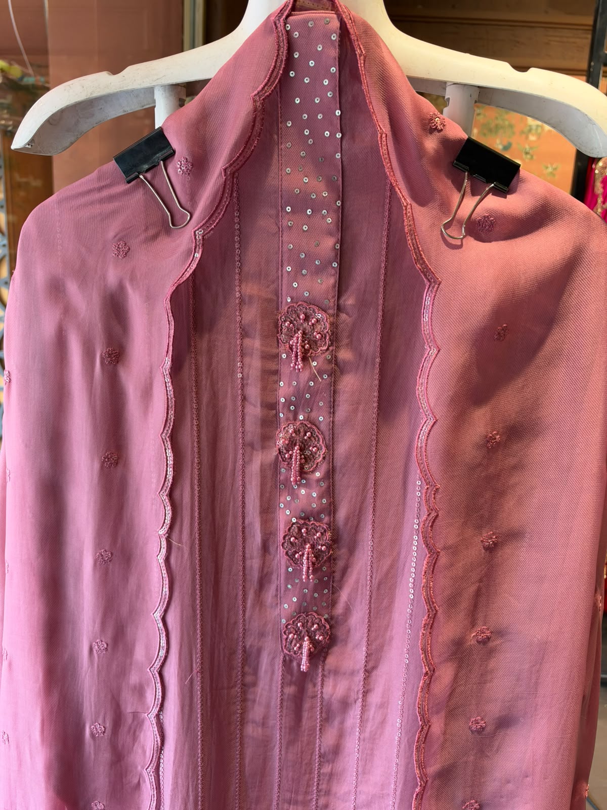 Striped sequence Embroidered Suit Set