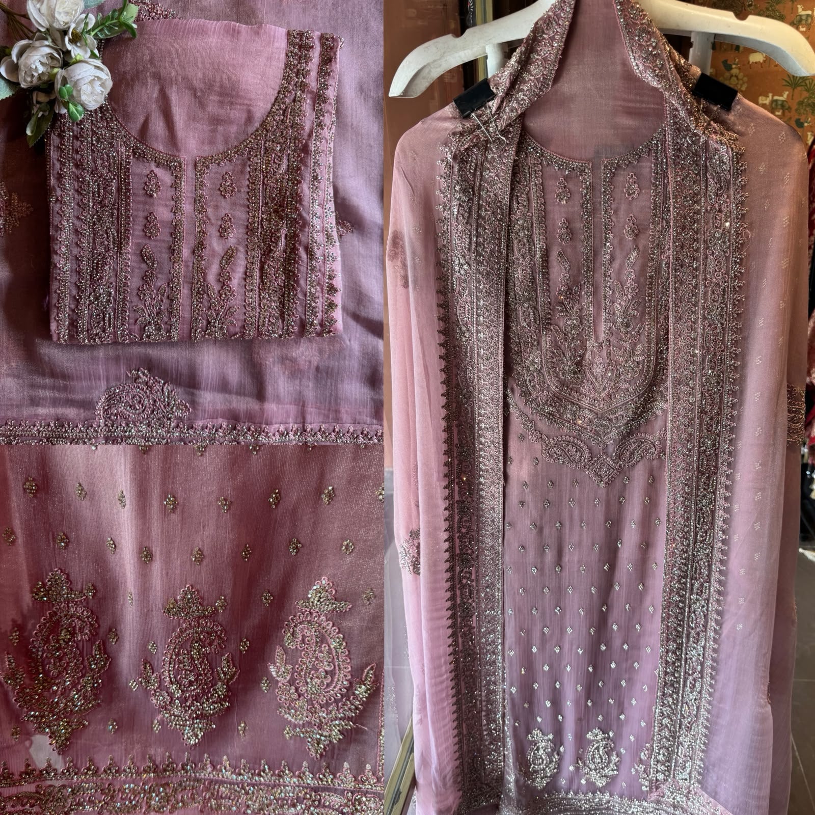 Heavy swaroski Embroidered Suit Set