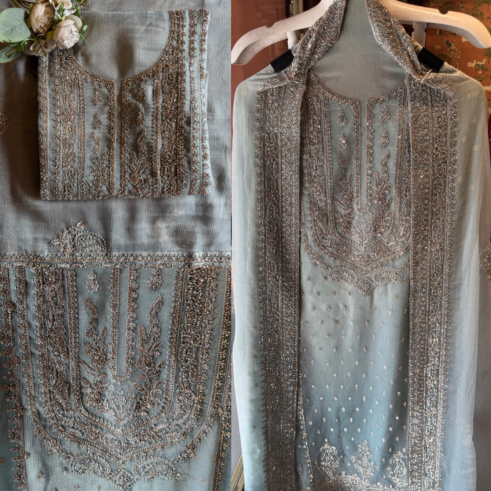 Heavy swaroski Embroidered Suit Set