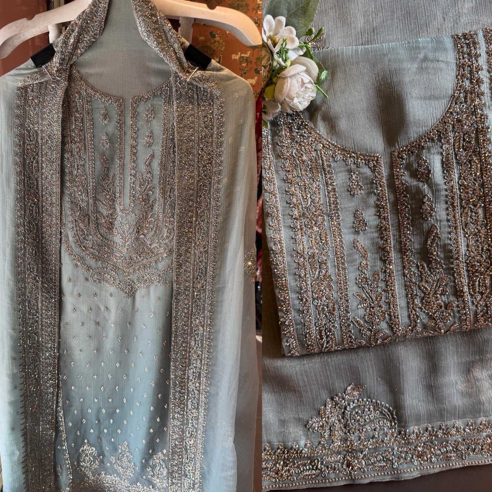 Heavy swaroski Embroidered Suit Set