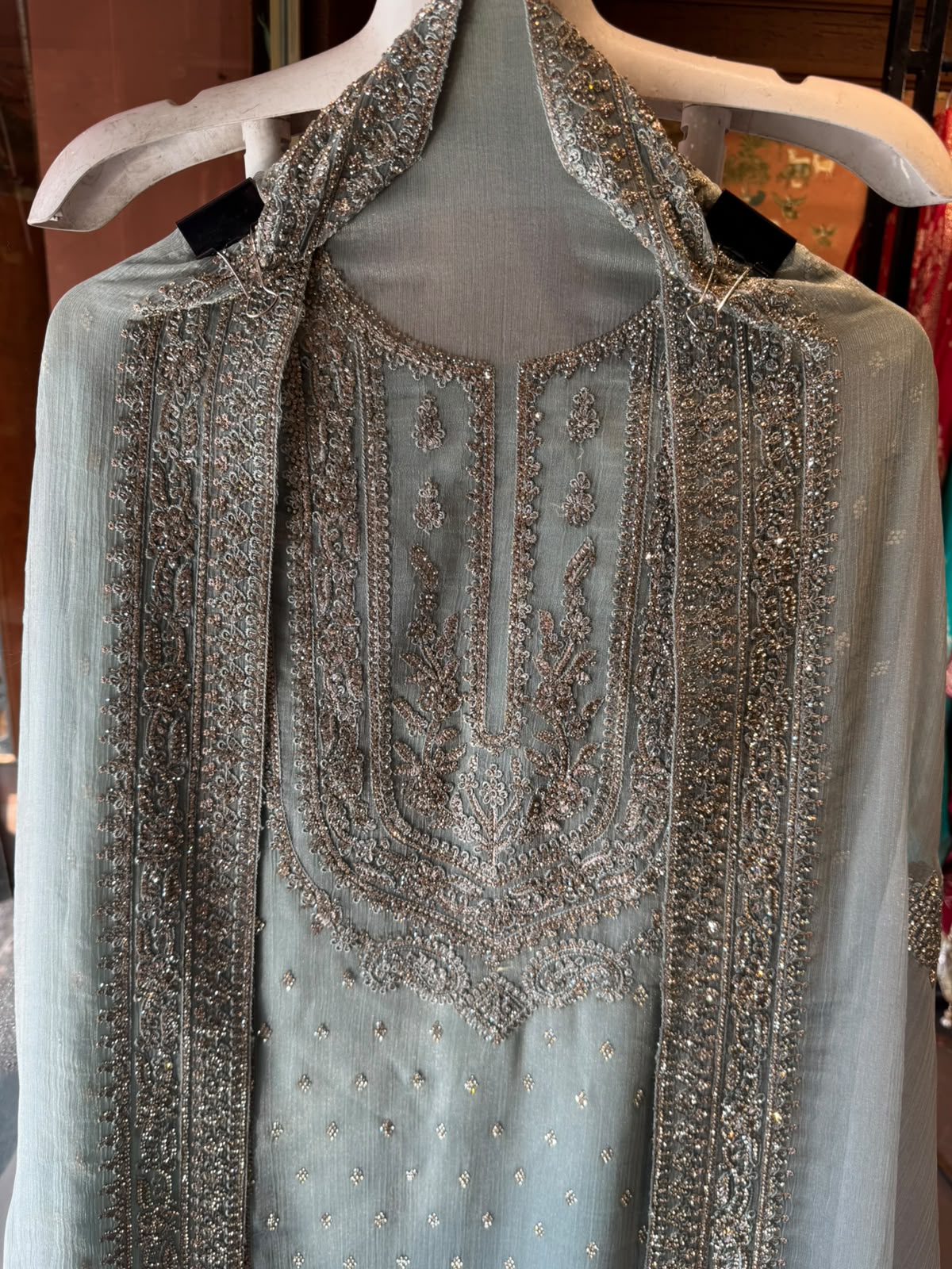 Heavy swaroski Embroidered Suit Set