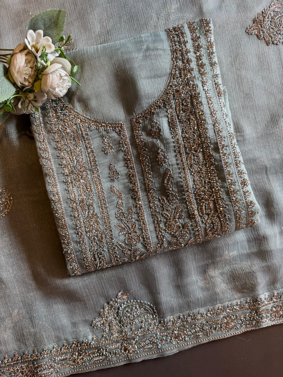 Heavy swaroski Embroidered Suit Set