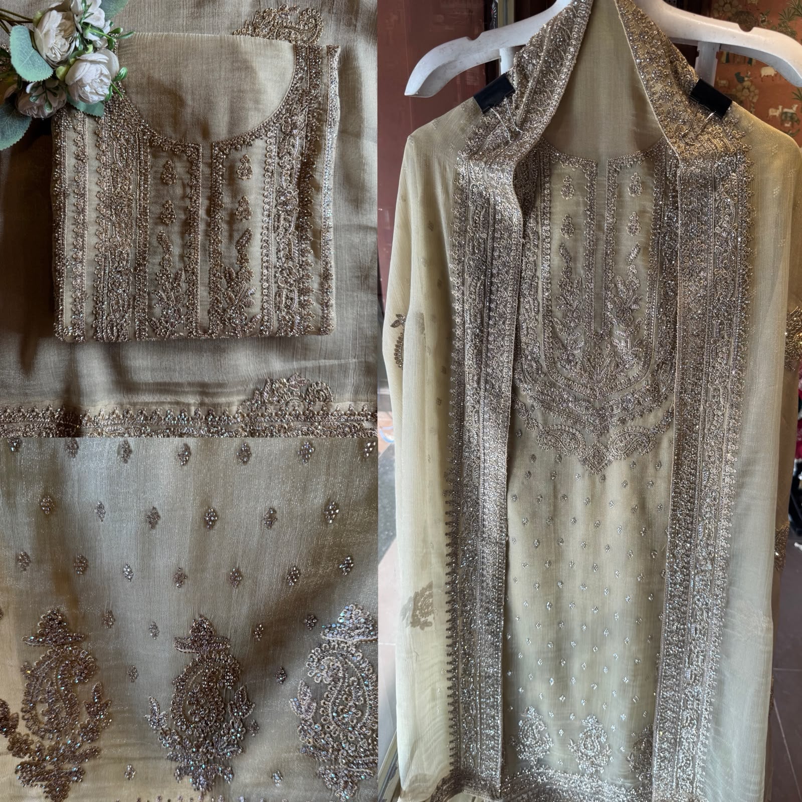 Heavy swaroski Embroidered Suit Set