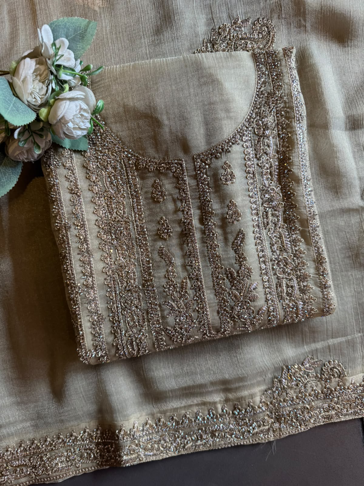 Heavy swaroski Embroidered Suit Set