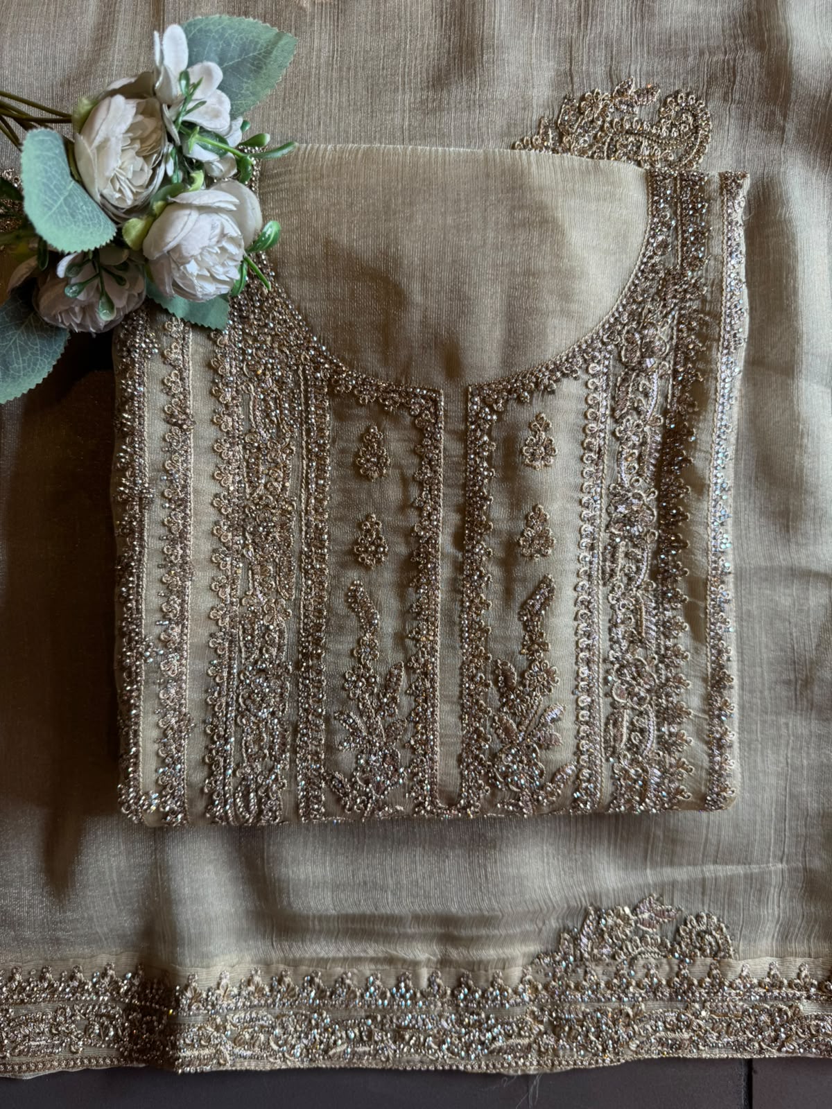 Heavy swaroski Embroidered Suit Set