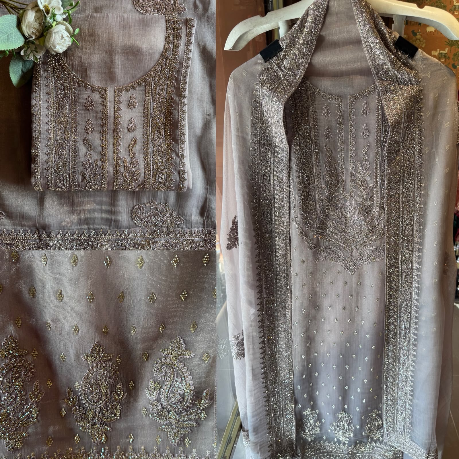 Heavy swaroski Embroidered Suit Set