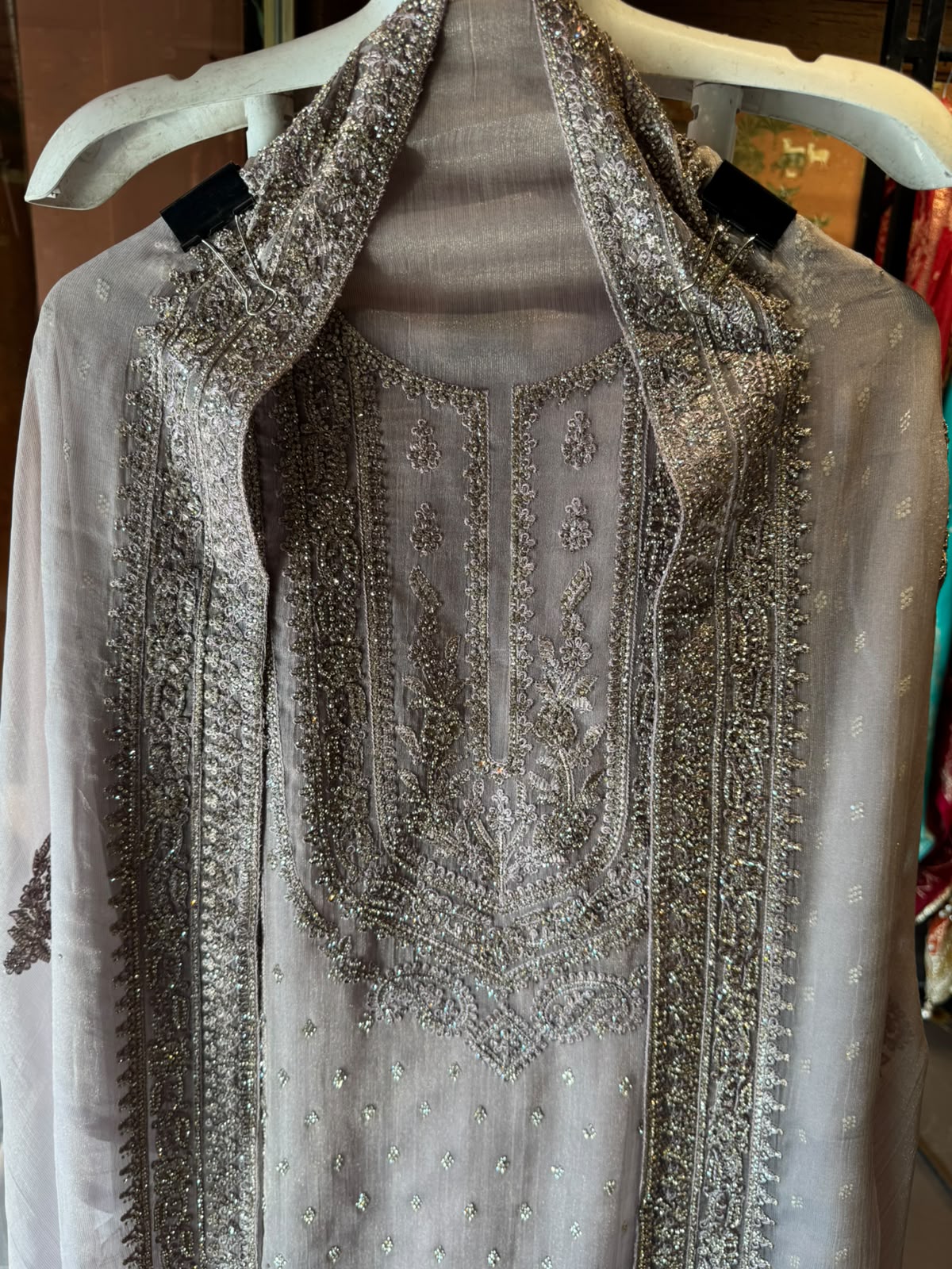 Heavy swaroski Embroidered Suit Set