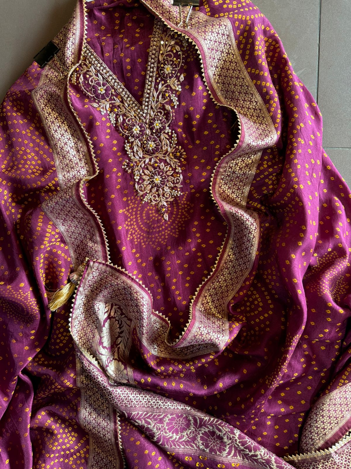 Pure Silk bandhani Printed Suit