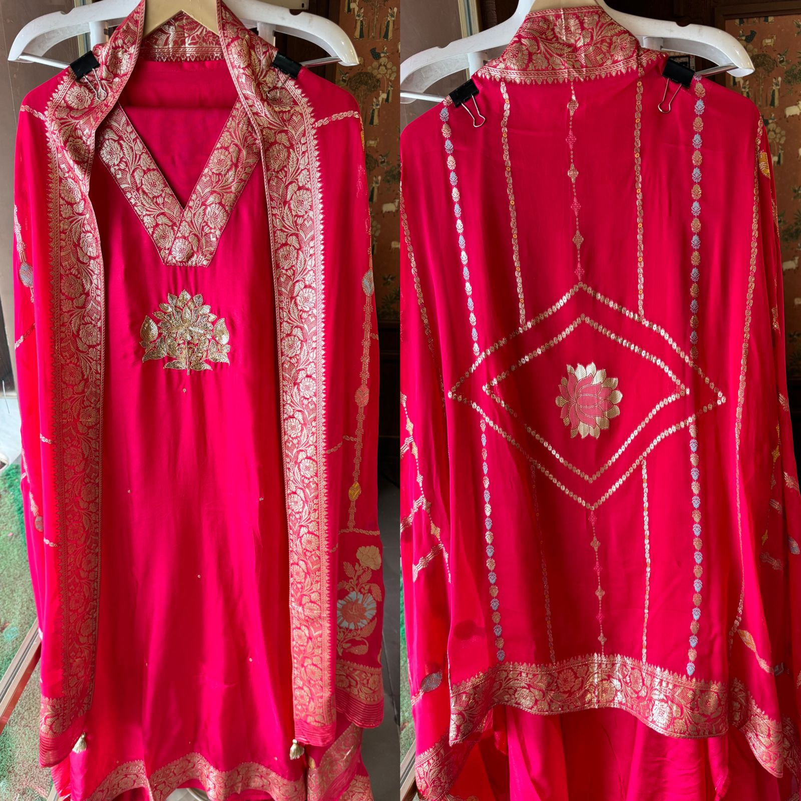 Pure Silk Suits with banarsi Patti border