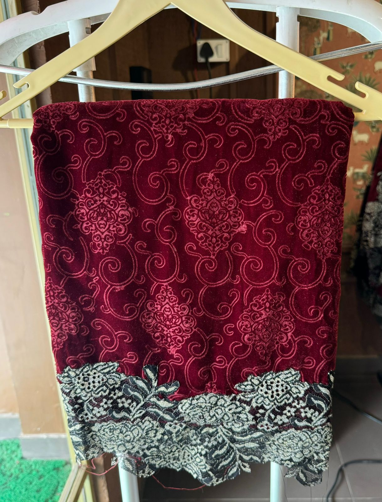 Pure self jacquard velvet unstitched shirt