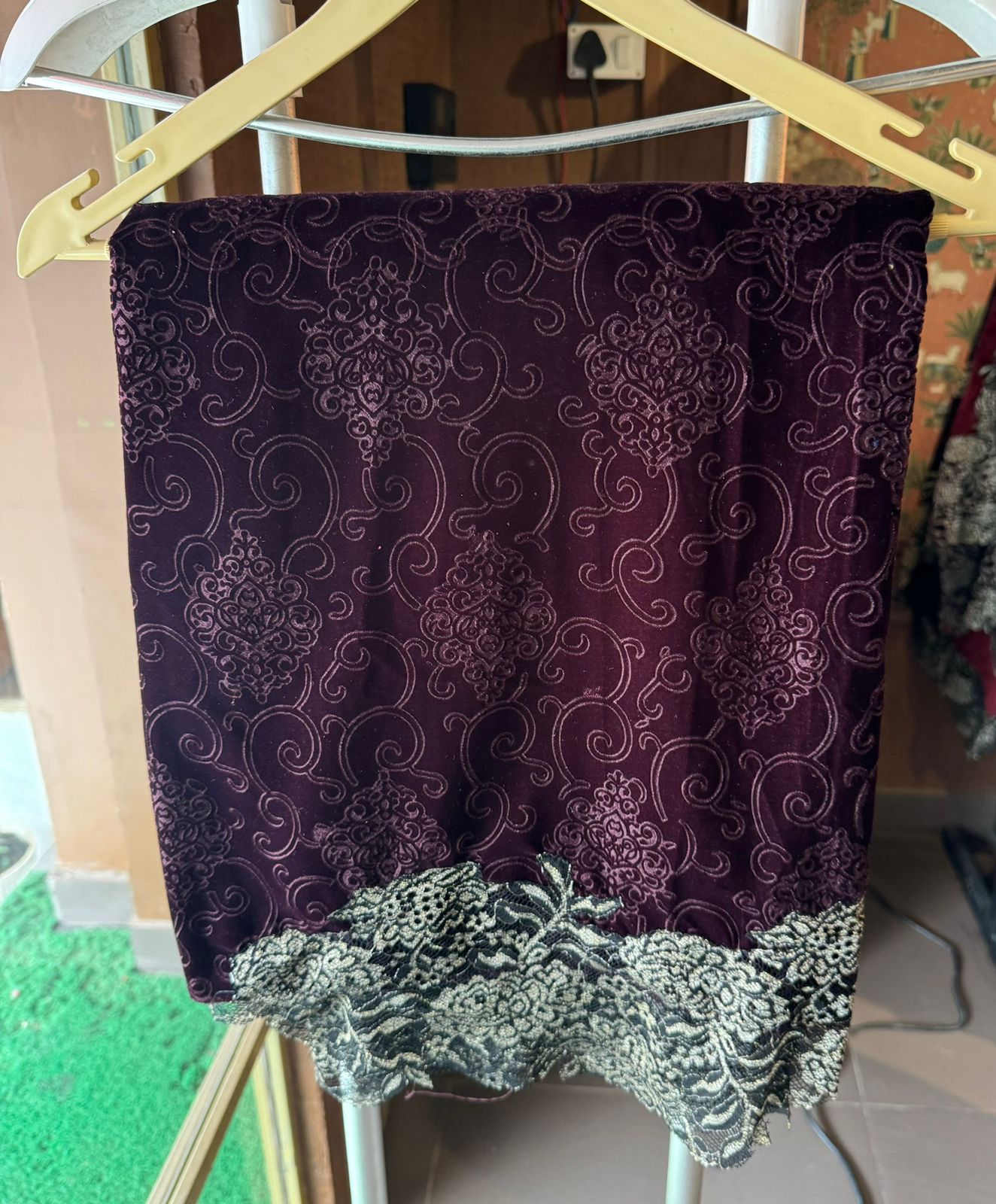 Pure self jacquard velvet unstitched shirt