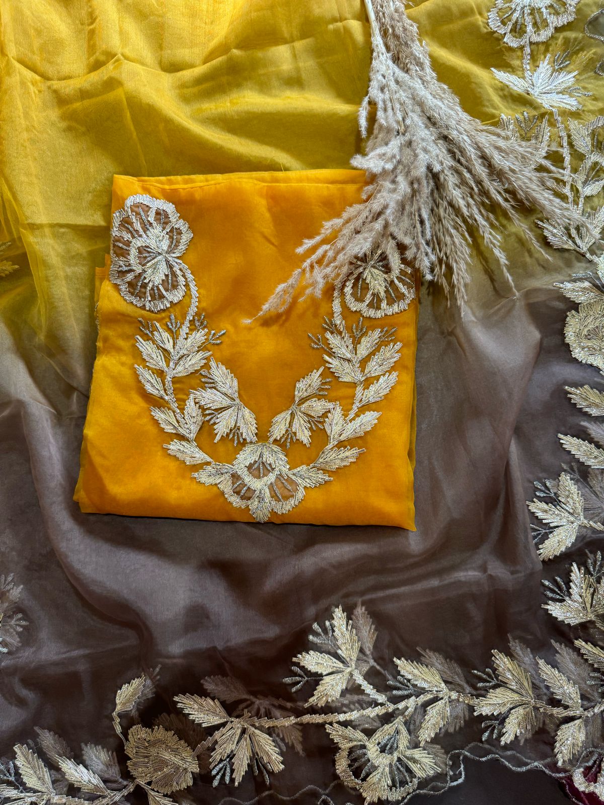 Pure organza unstitched Shirt