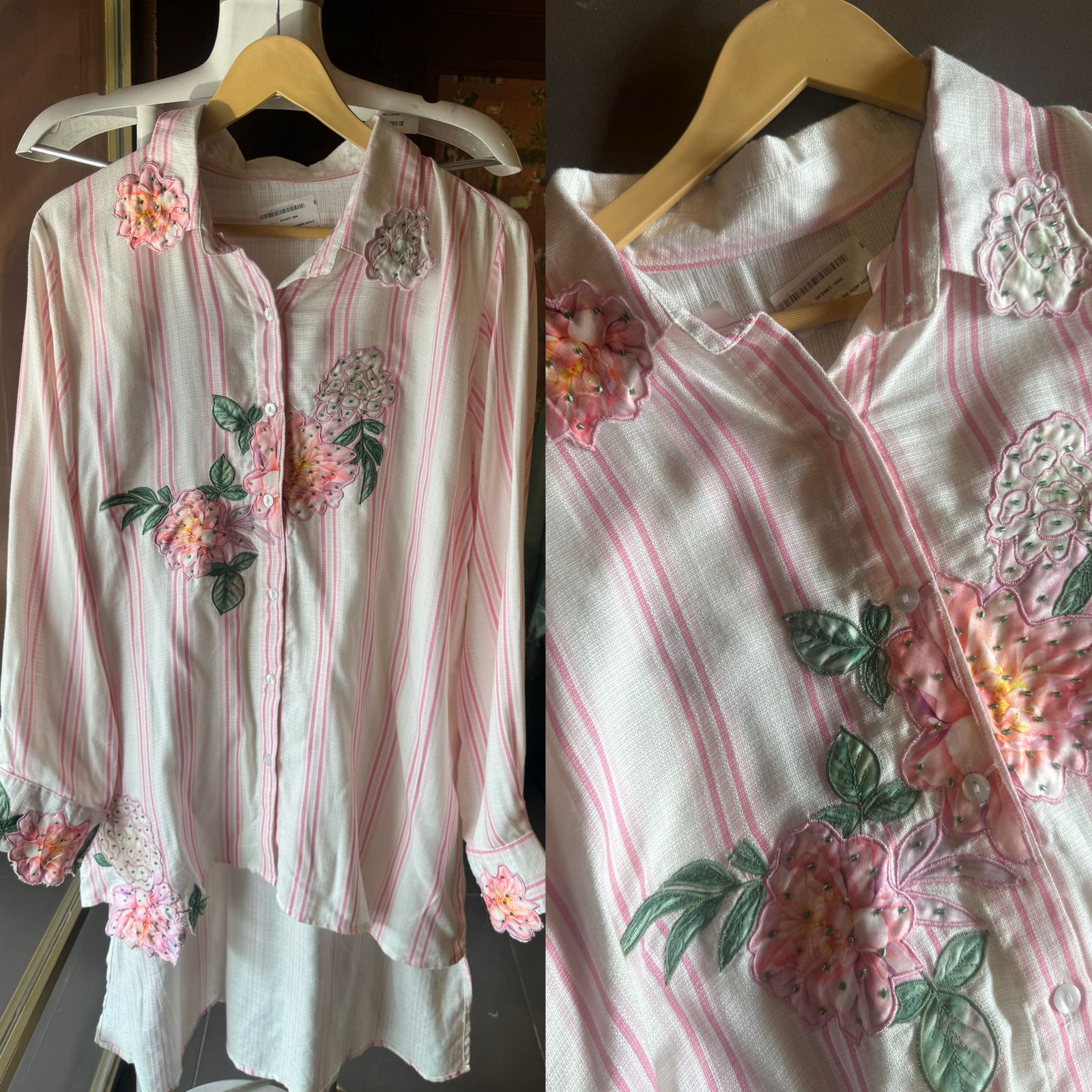 Pure 100% soft linen stripe coord set