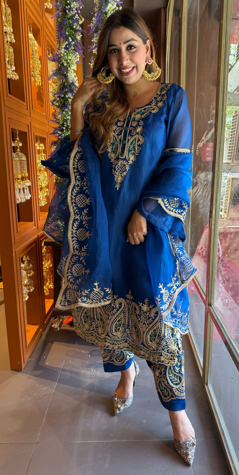 Pure organza Unstitched Kurta