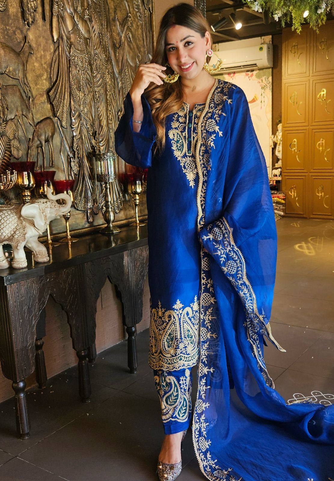 Pure organza Unstitched Kurta