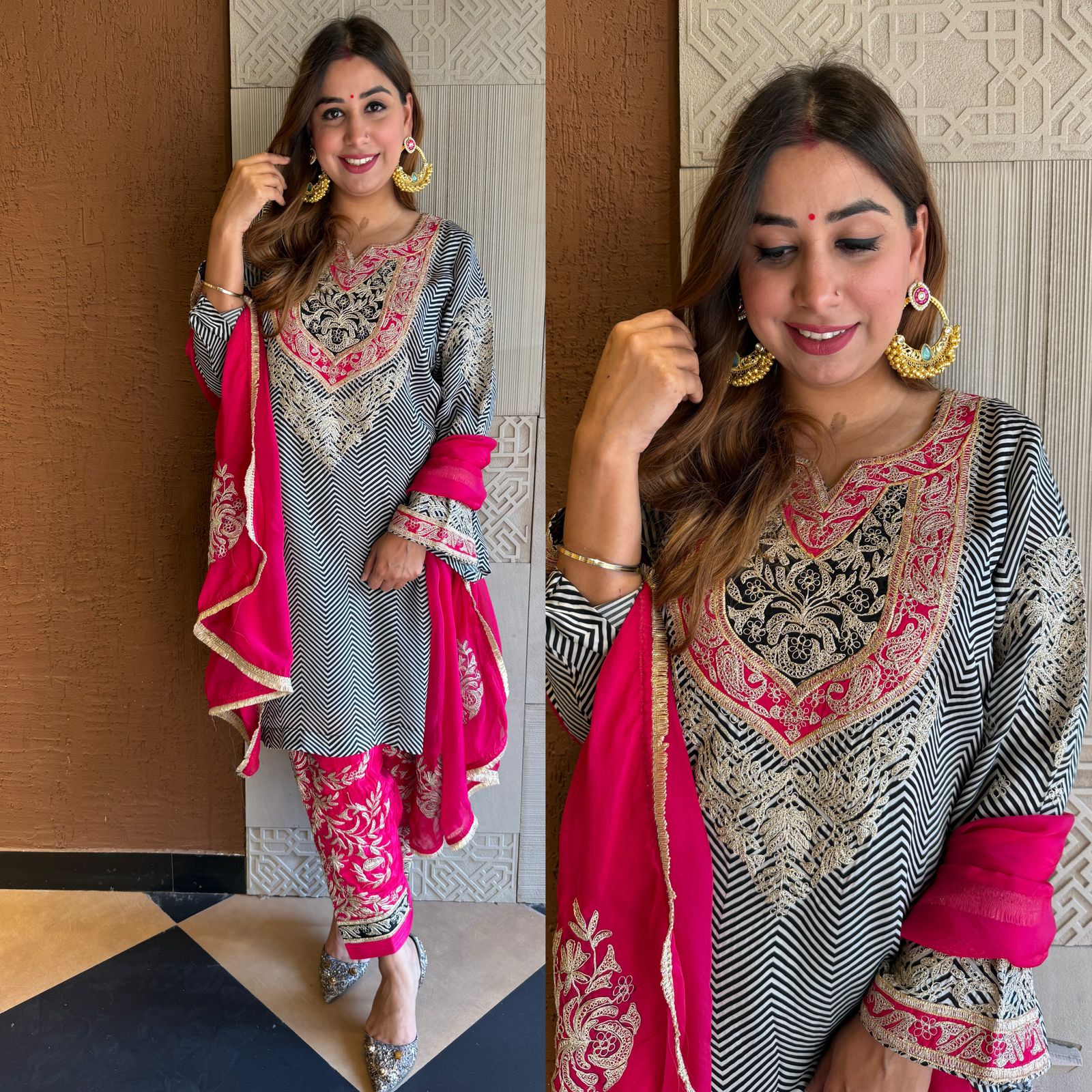 Pure Satin Silk Striped kurta