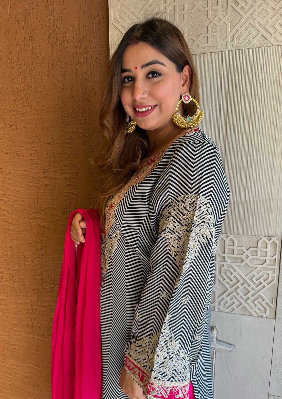 Pure Satin Silk Striped kurta