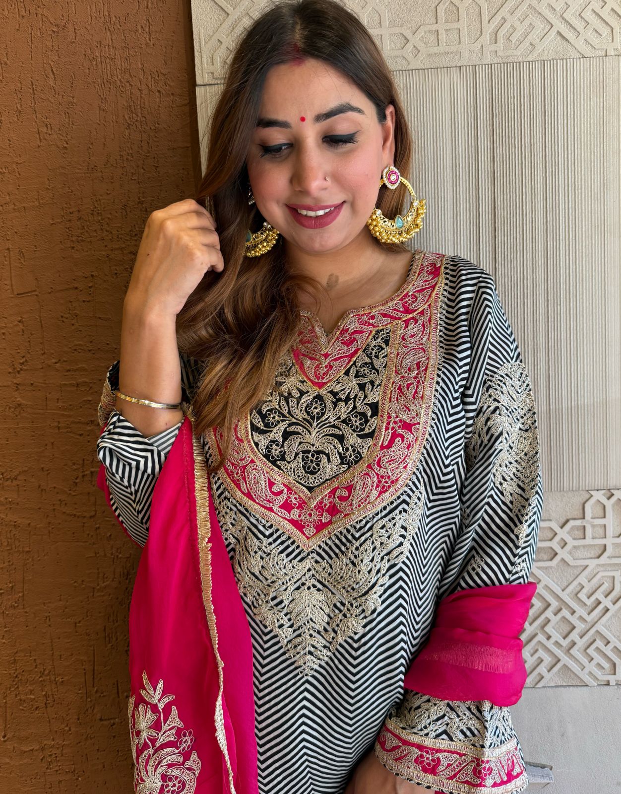 Pure Satin Silk Striped kurta