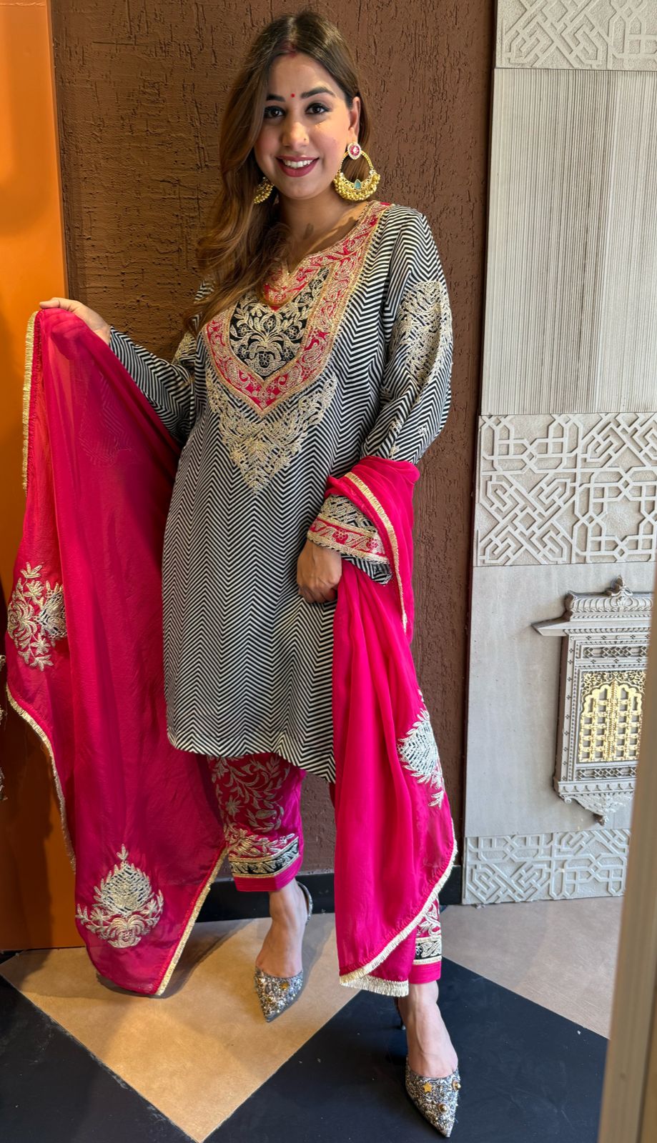 Pure Satin Silk Striped kurta