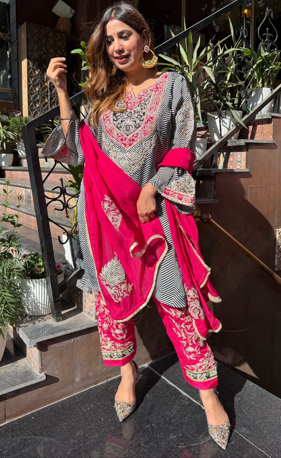 Pure Satin Silk Striped kurta