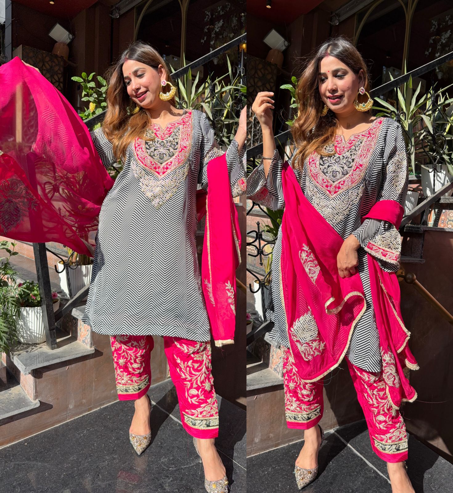 Pure Satin Silk Striped kurta