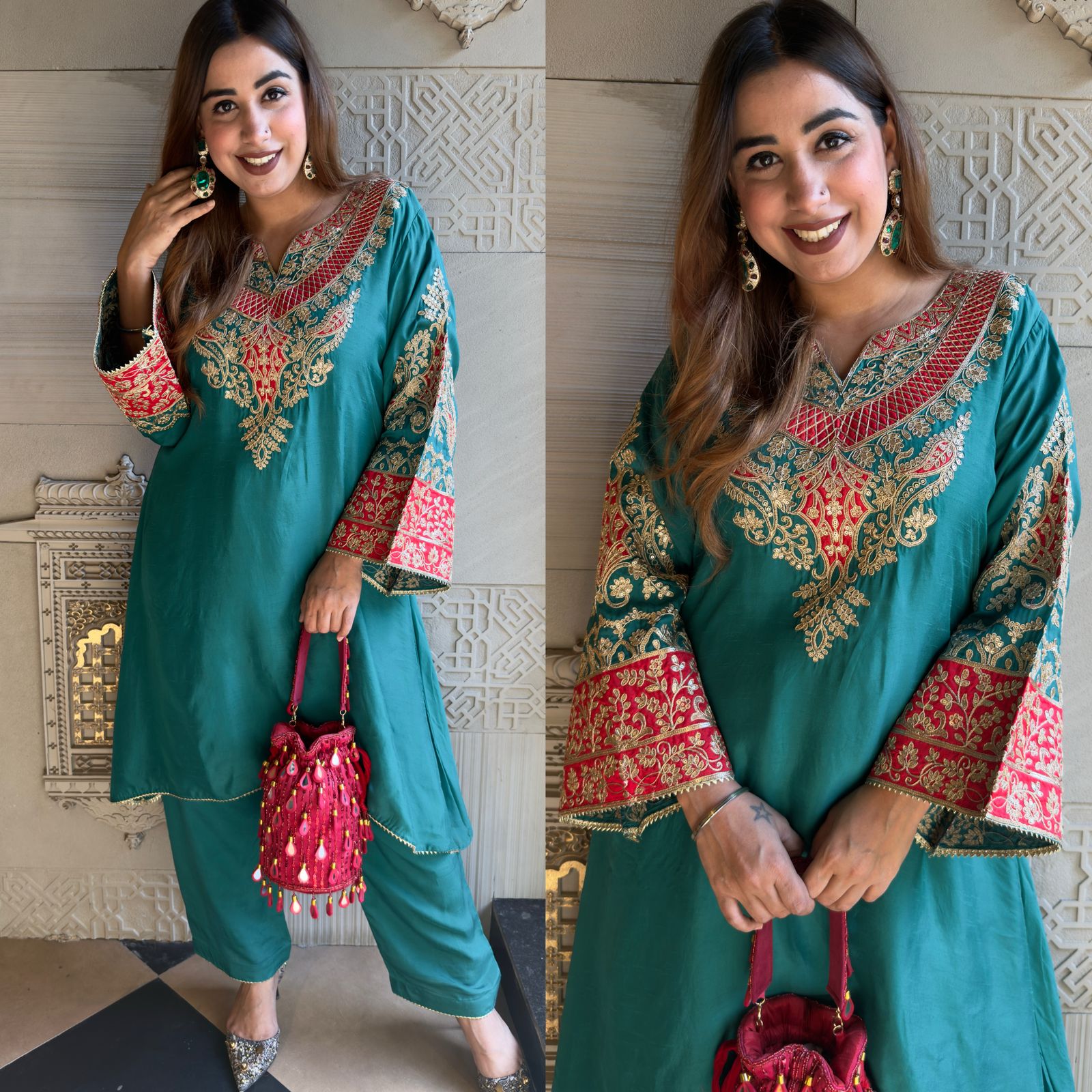 Pure 100% silk Kurta with Very beautiful Gold Zari