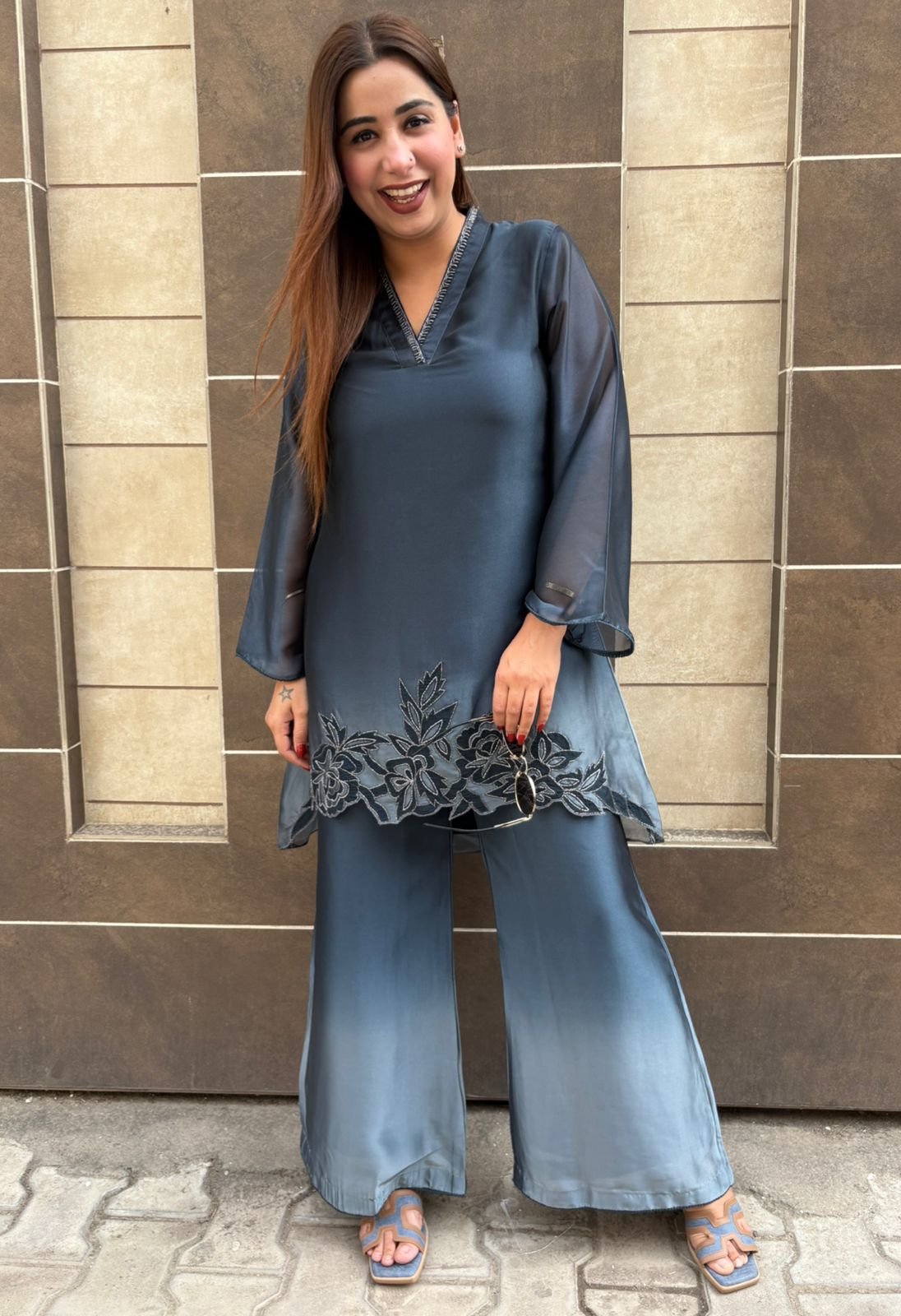 Premium dual shaded organza stitched Shirt