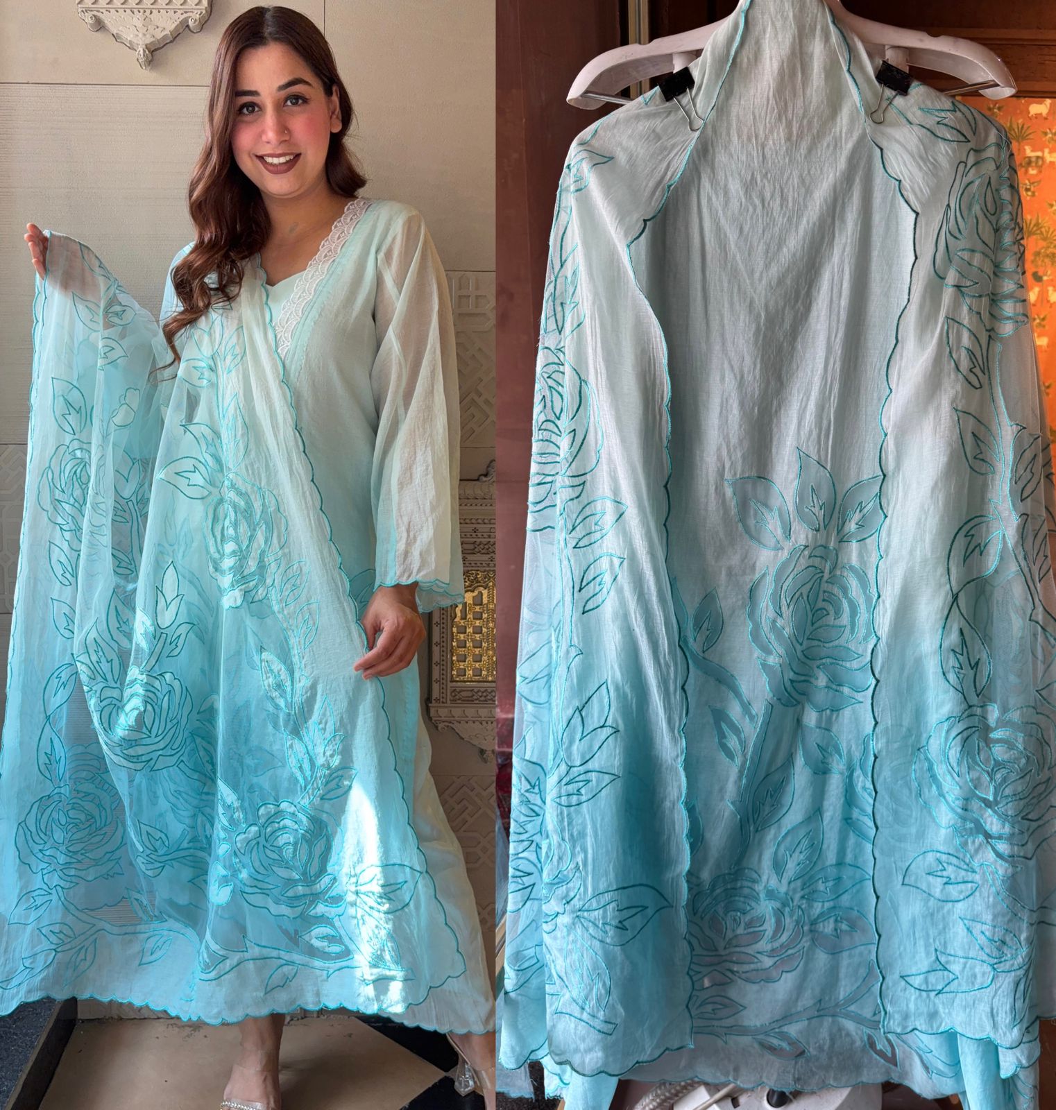 Pure Mul Chanderi ombré shades unstitched Kurta