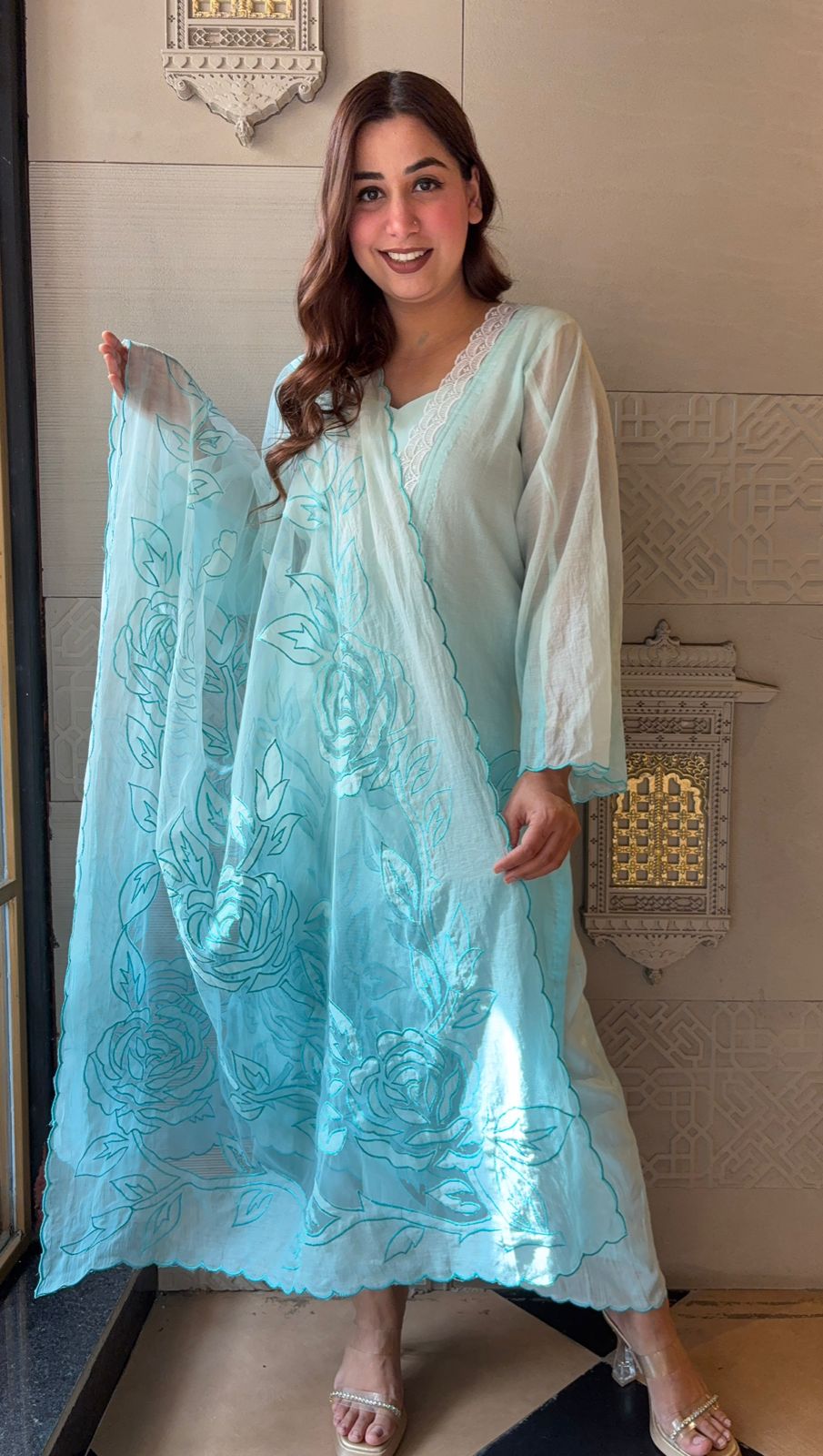 Pure Mul Chanderi ombré shades unstitched Kurta