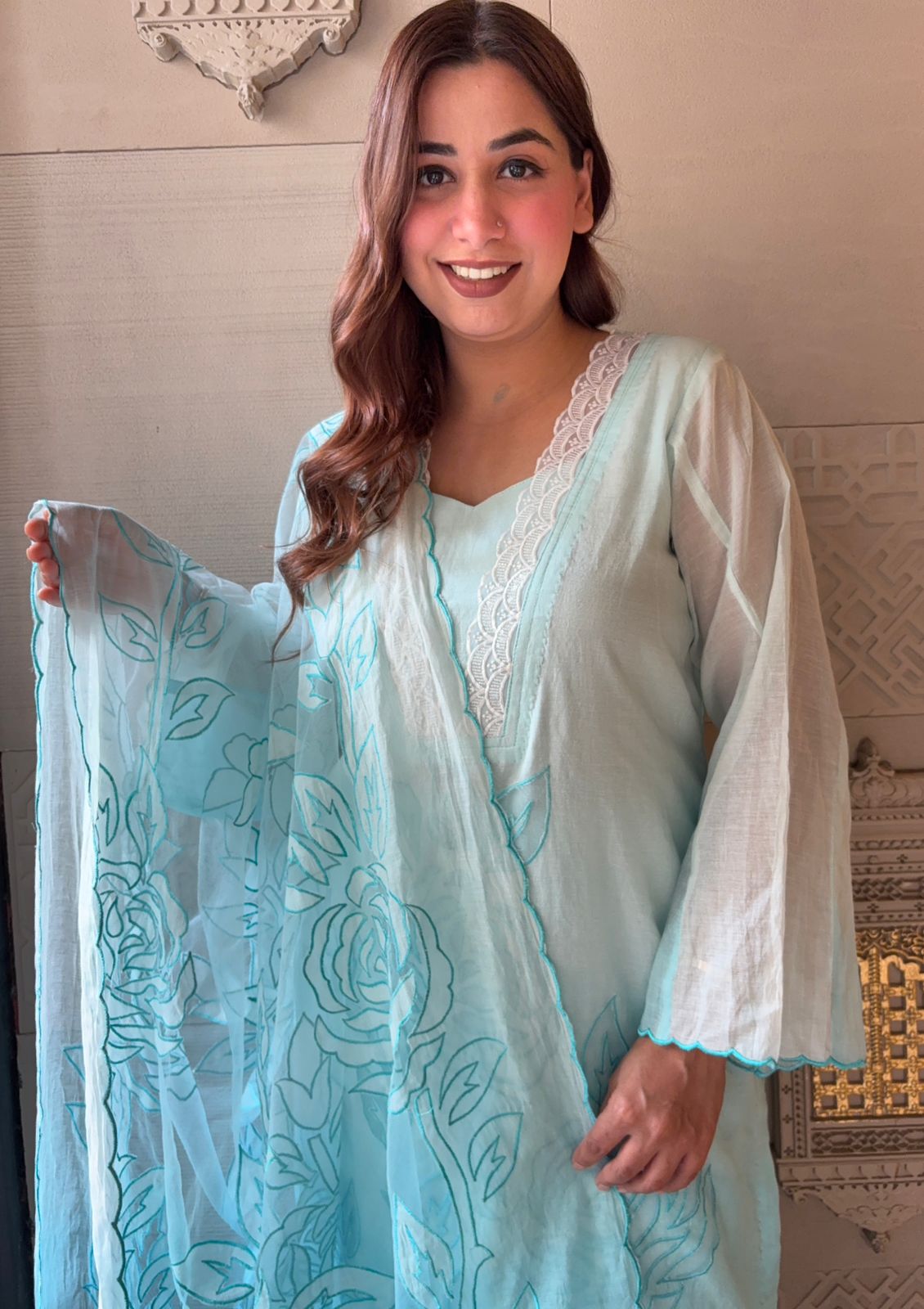 Pure Mul Chanderi ombré shades unstitched Kurta