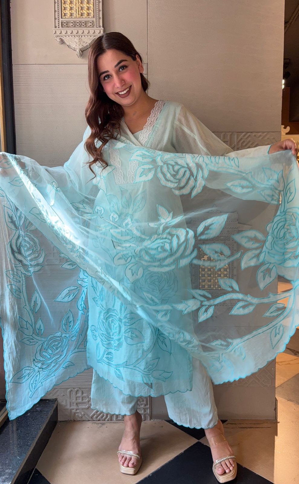 Pure Mul Chanderi ombré shades unstitched Kurta