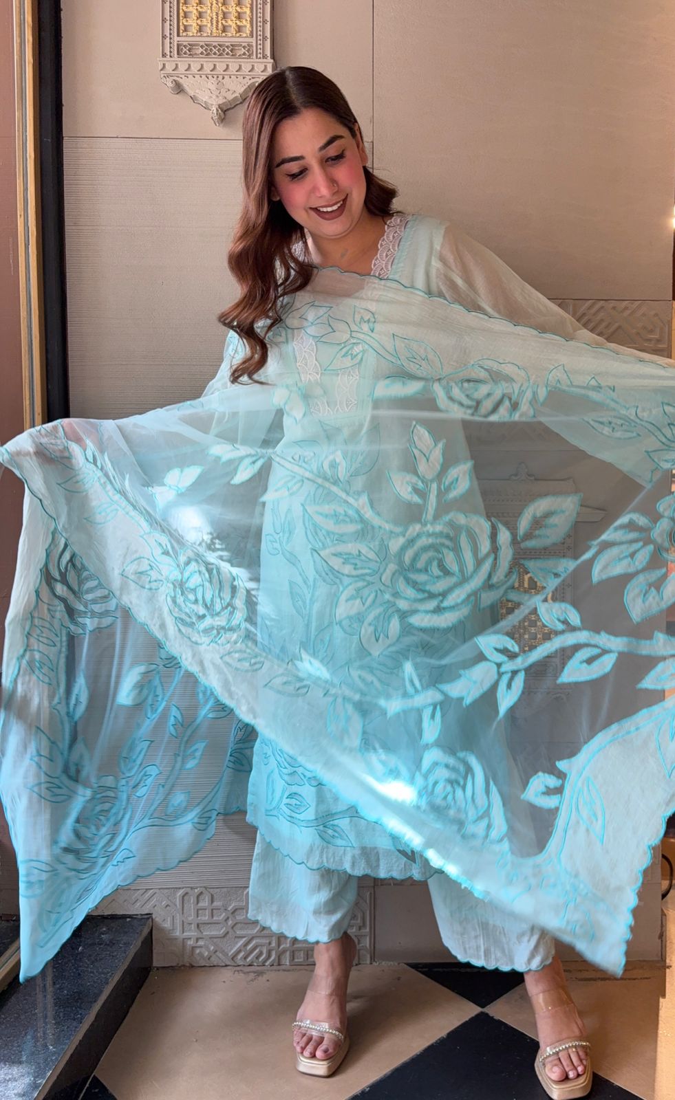 Pure Mul Chanderi ombré shades unstitched Kurta