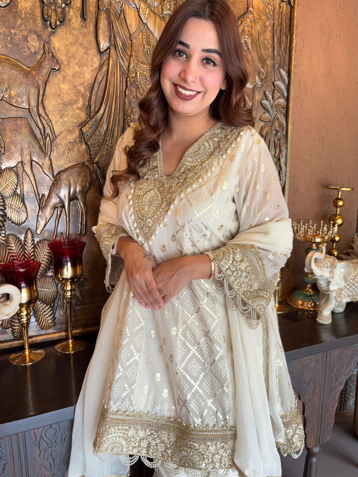 Mul chanderi Stitched Anarkali