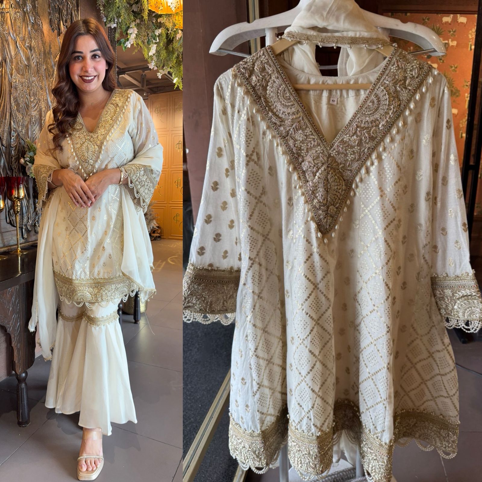 Mul chanderi Stitched Anarkali