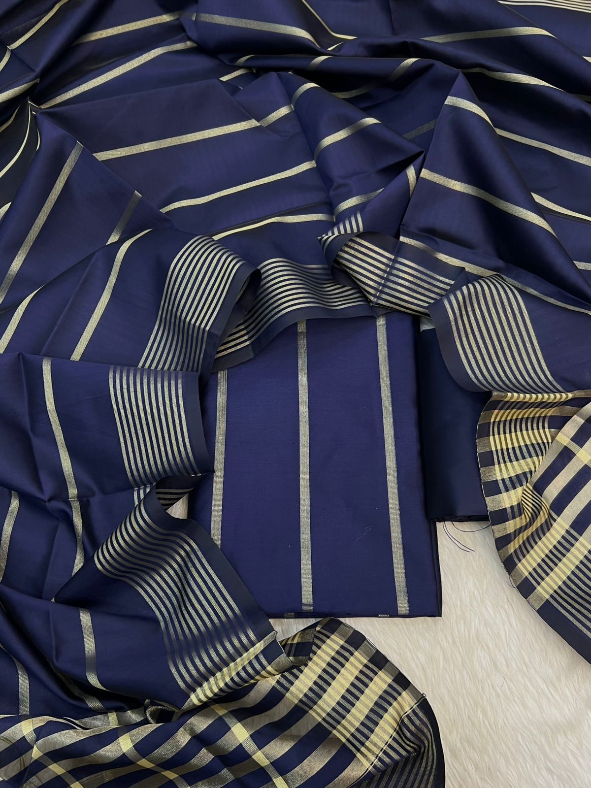 BANARASI SILK STRIPE ZARI SUITS COLLECTION