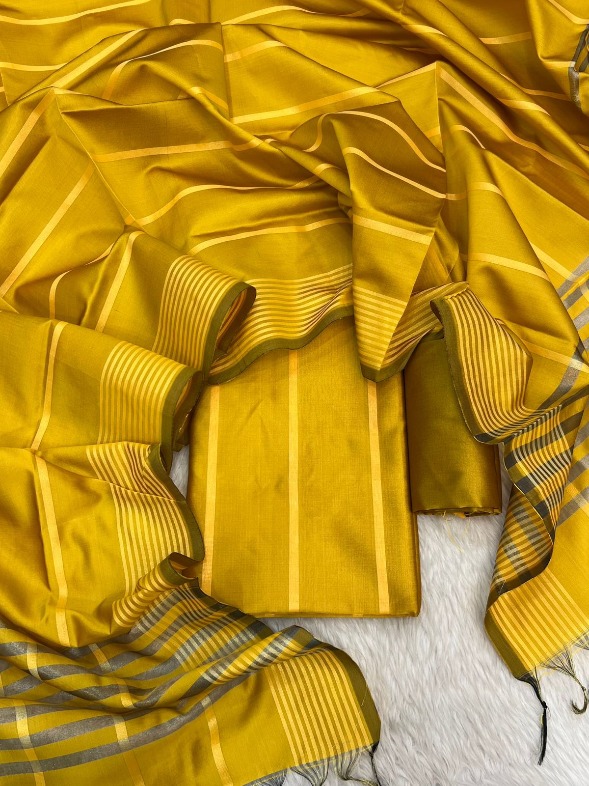 BANARASI SILK STRIPE ZARI SUITS COLLECTION