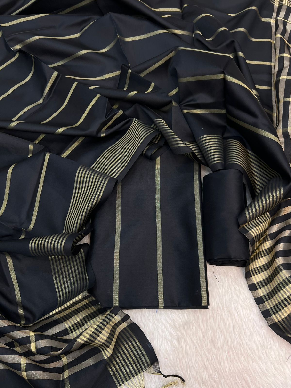 BANARASI SILK STRIPE ZARI SUITS COLLECTION