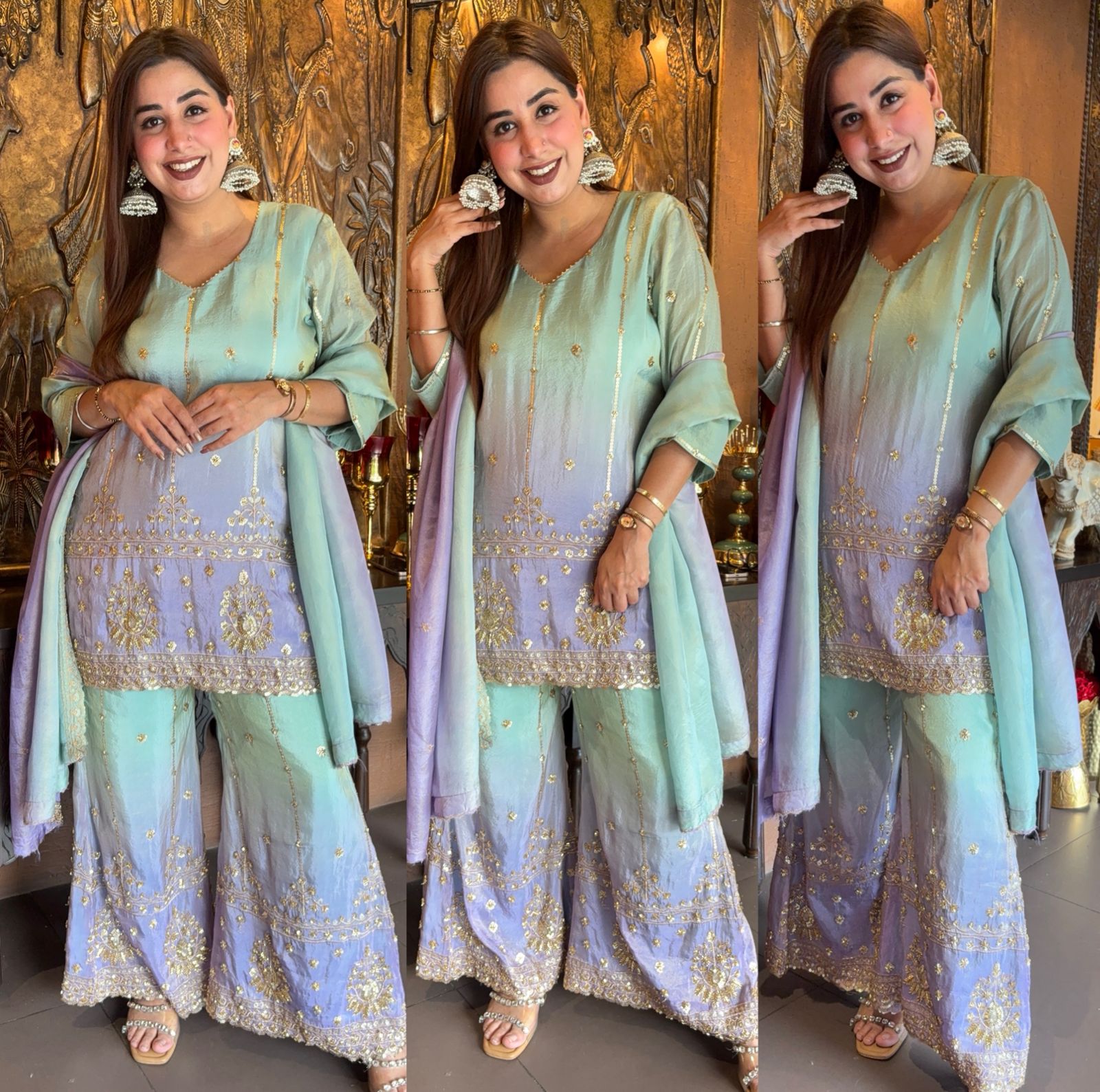 Shimmer sharara set festive ethnic outfit