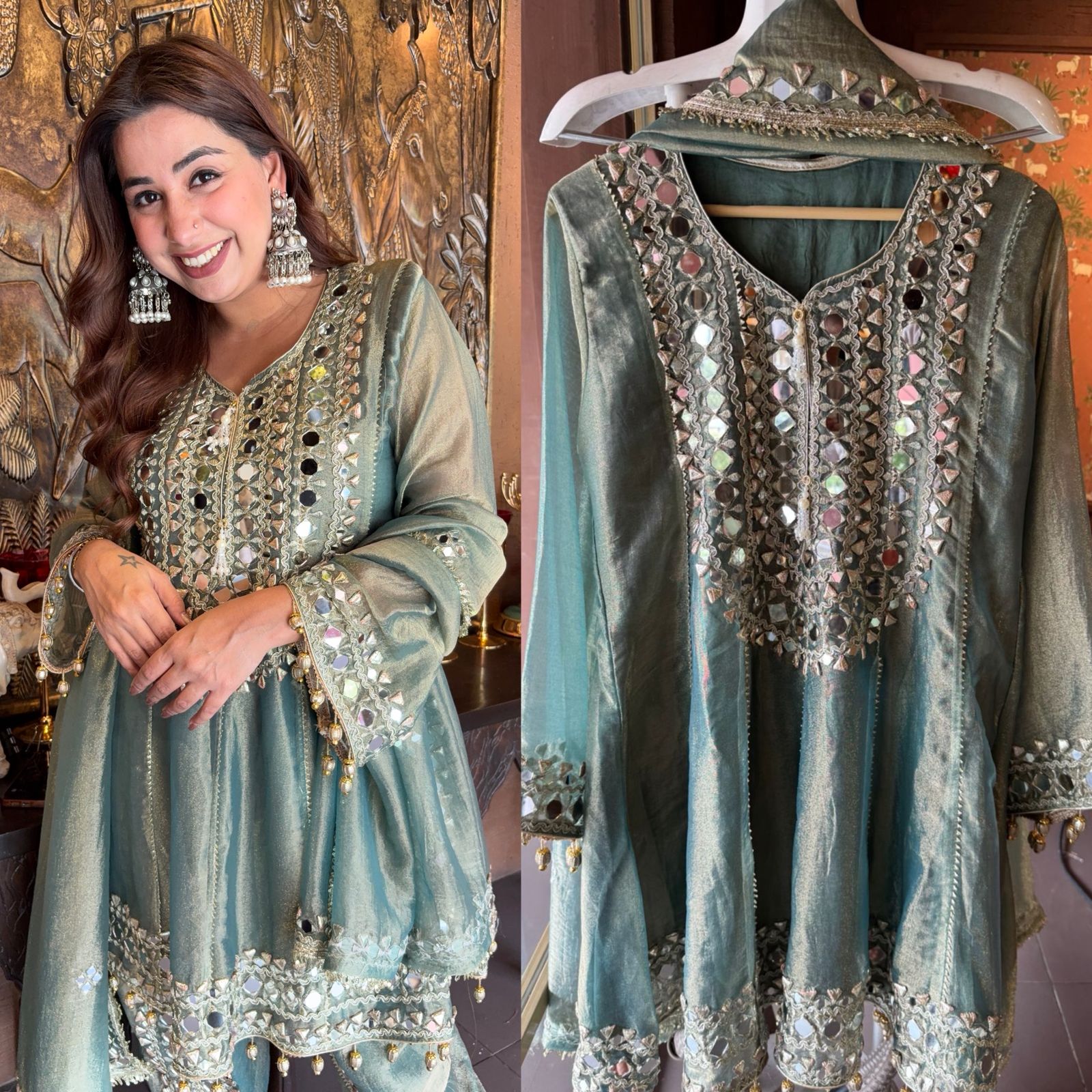 Shimmer Stitched anarkali set/Ethnic suit