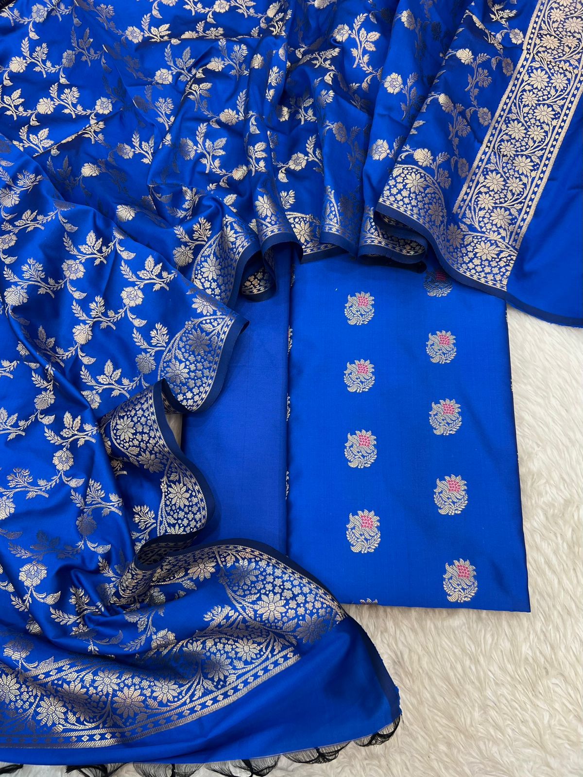 BANARASI SILK ZARI MINA WEAVING JACKARD SUITS