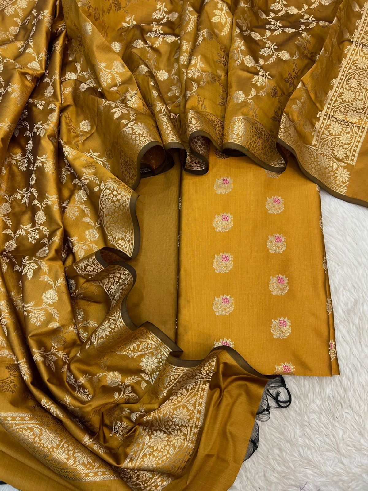 BANARASI SILK ZARI MINA WEAVING JACKARD SUITS