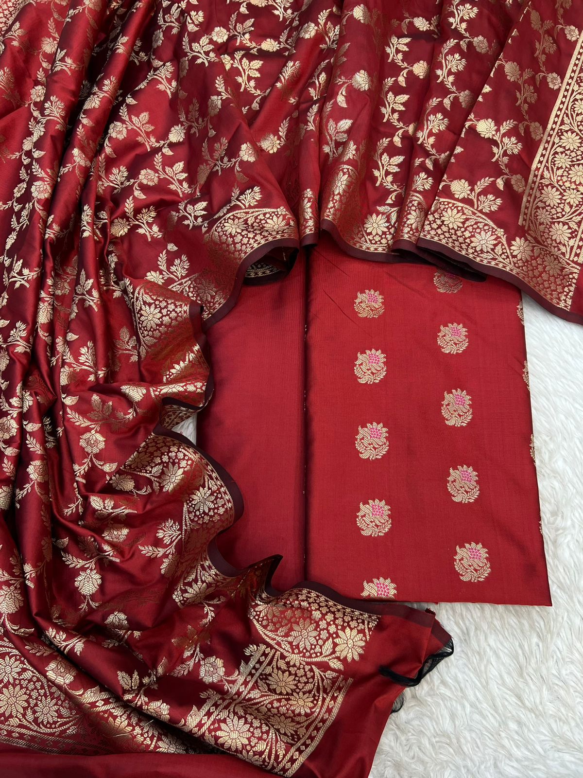 BANARASI SILK ZARI MINA WEAVING JACKARD SUITS