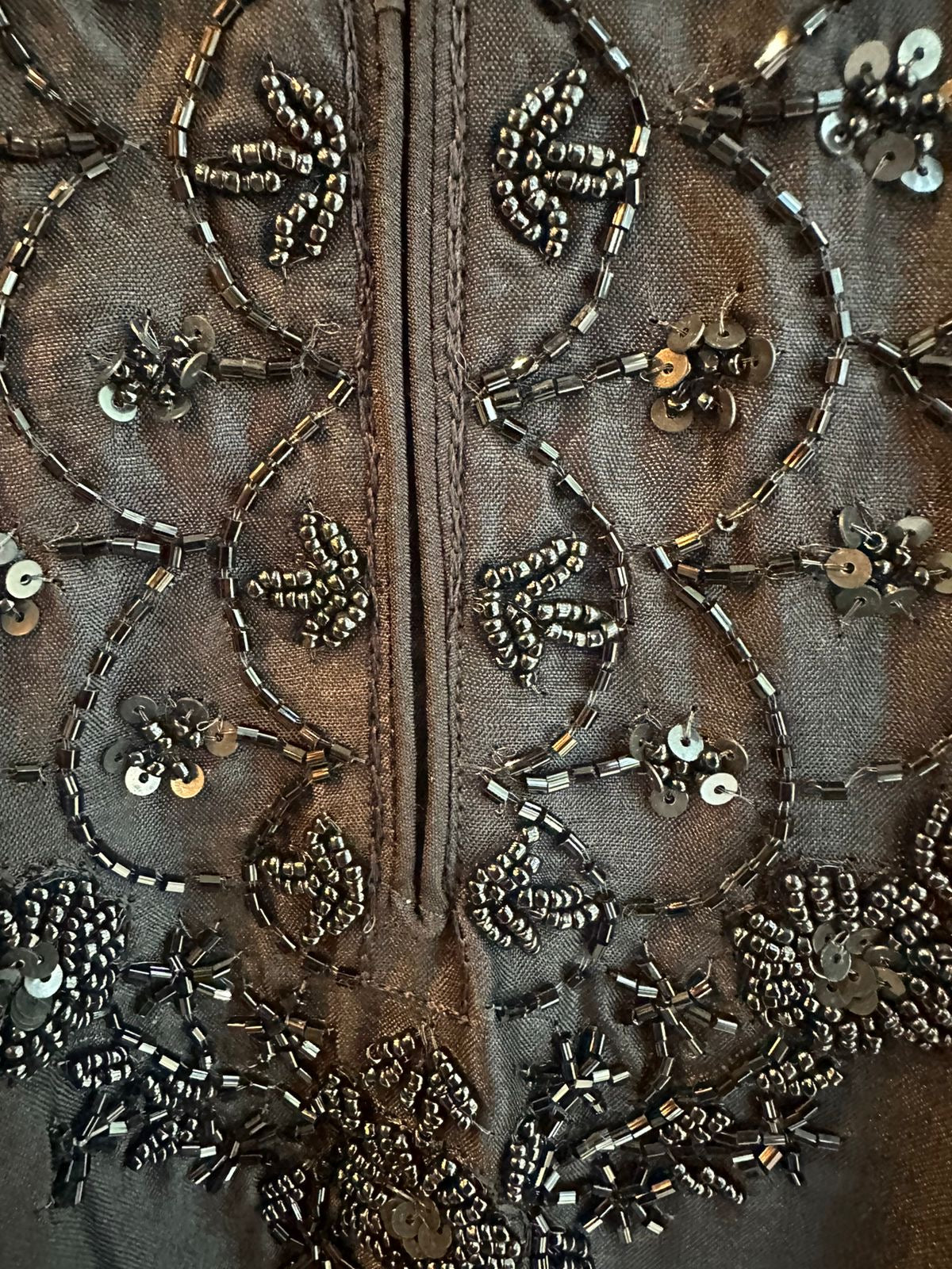 Pure silk shirt with very pretty Nalki handwork done (Neckline)