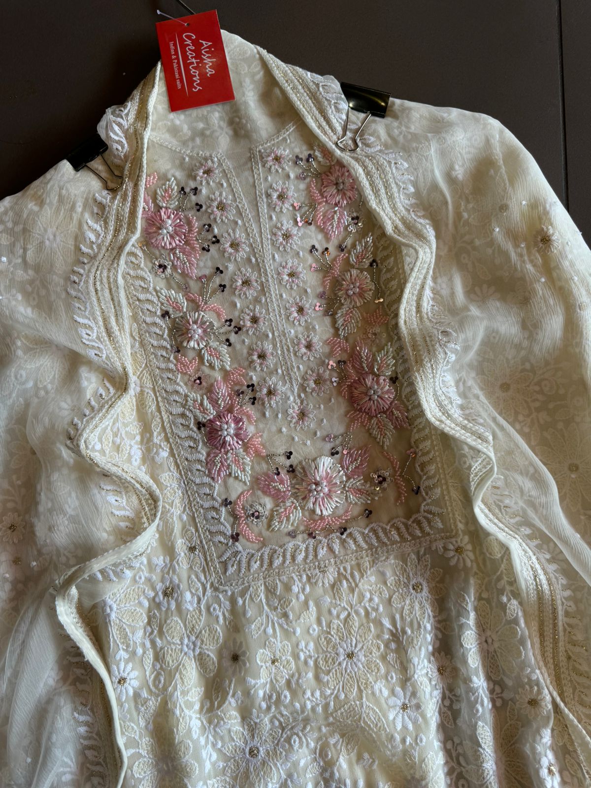 Pure Georgette thread embroidered Shirt (Unstitched) With beautiful nalki